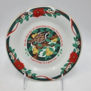 Vintage 90s Tienshan 12 Days of Christmas Partridge in a Pear Tree Plate 7.5"